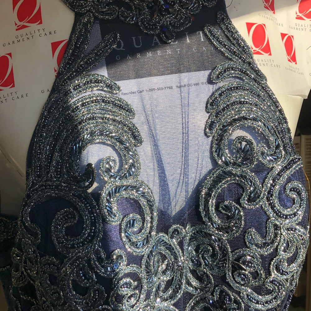 Feriani Couture navy beaded halter gown - Picture 5 of 12